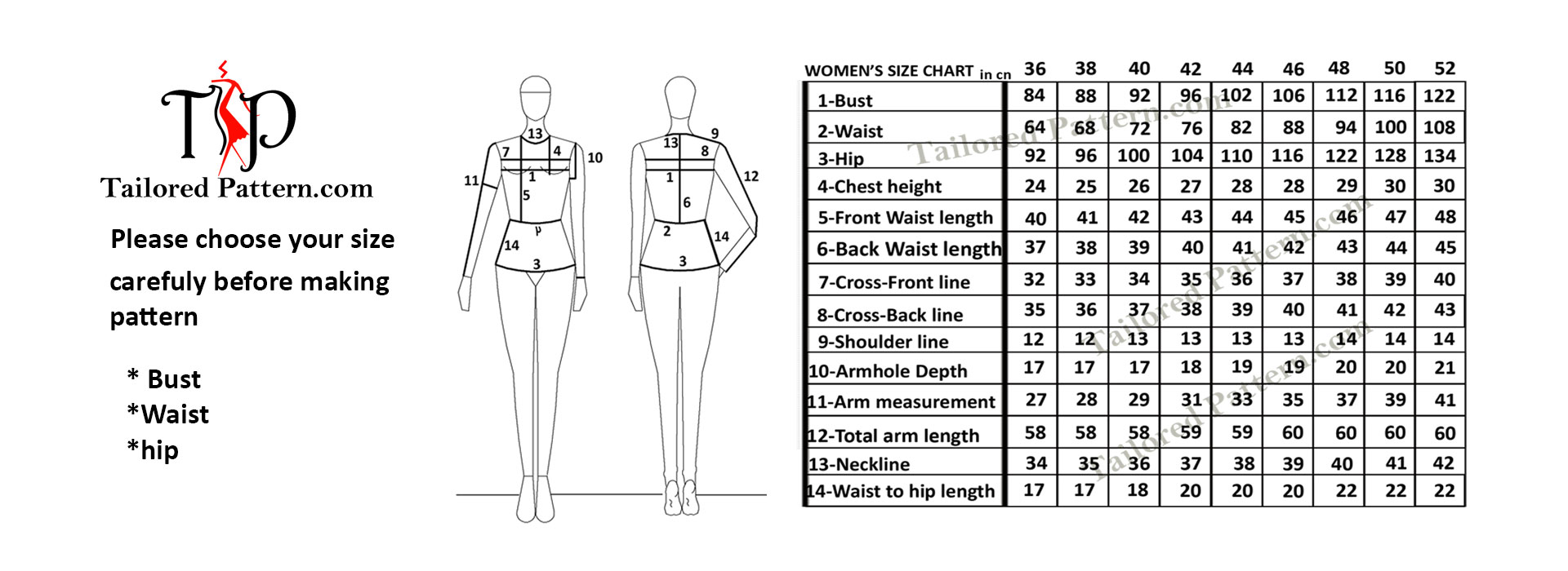#chart size tailoredpattern